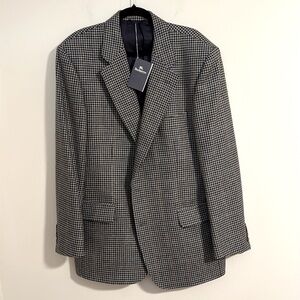 Burberry men's Vintage houndstooth bennet blazer jacket size 52 virgin wool fall